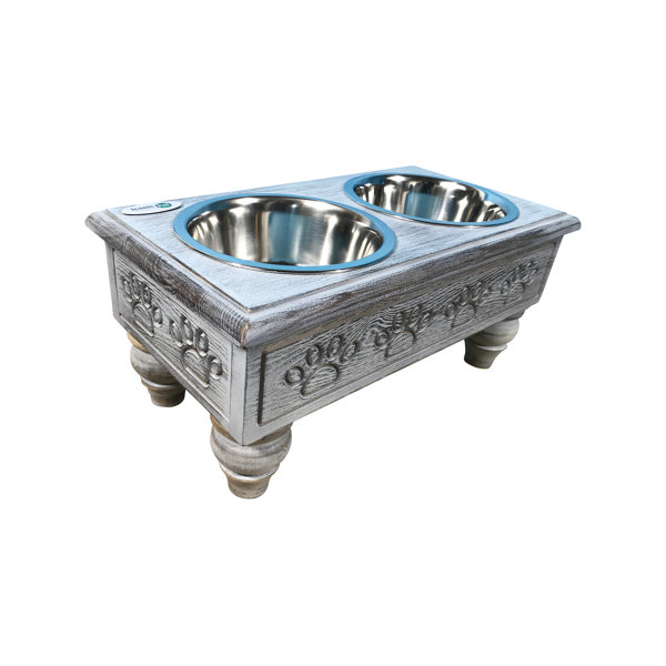 Iconic Pet Sassy Paws Raised Wooden Pet Double Diner Elevated Feeder & Reviews Wayfair